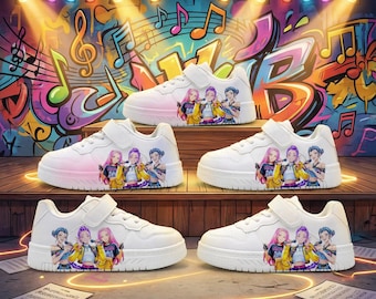 Kpop Girl Group Anpassade Sneakers, Vita Casual Streetwear Sneakers