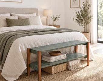 Handmade Rustic Wooden Bench, Farmhouse Entryway Shoe Storage (100x30x45 cm)
