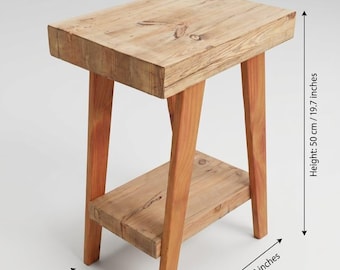 Handmade Solid Wood Nightstand, Rustic Bedside Table, Minimalist Wooden End Table