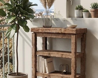 Solid Wood Display Shelf, Handmade Wooden Bookcase, Minimalist Open Shelving, Scandinavian Furniture