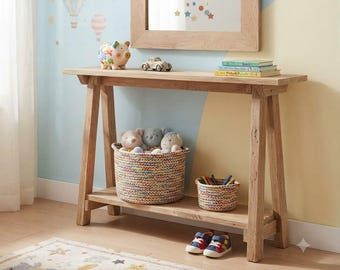 Solid Wood Console Table, Rustic Entryway Shelf, Handmade Farmhouse Hallway Furniture
