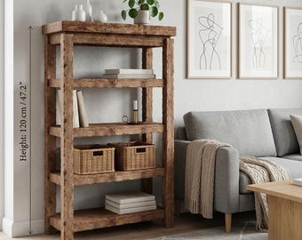 Prateleira de madeira maciça para exibição, estante minimalista escandinava, móvel para varanda, suporte de madeira resistente.