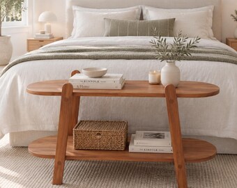 Solid Wood Entryway Bench, Natural Dye Shelving Unit, Minimalist Rustic Furniture