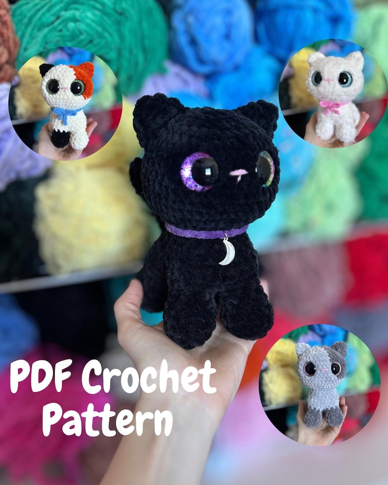 Cat Crochet Pattern - Low Sew Amigurumi Cat image 1
