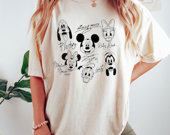 Mickey and Friends Signatures Shirt, Disneyland Shirt,Disney Character shirt,Disneyworld shirt,Disney Family Trip shirts,Mickey and minnie