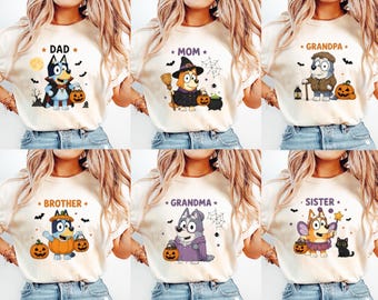 Comfort Colors Blue Halloween Dog Mom Dad Grandpa Grandma Sister Brother Uncle Auntie Shirt,Halloween family shirt,Father  shirt,Mom shirt