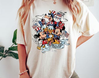 Mickey and Friends America 250th Anniversary Shirt, Disney Patriotic shirts, American Flag Shirt, Disney Family 4th of July shirts