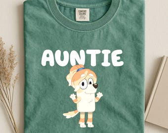 Comfort Colors® Auntie Shirt,Blue dog Aunt Shirt, New Aunt Gift, Pregnancy Announcement, Gift for Aunt, Pregnancy Reveal to Aunt
