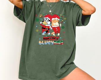 Merry BlueyMas Christmas  Shirt,Blue  Family Chrismas  Shirts,Comfort colors  Shirt,Disneyworld shirt,Dad and Mom Christmas  shirt
