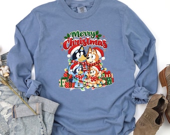 Blue Dog Christmas Long sleeve Shirt,Blue Dog Family Christmas Shirt,Comfort Colors® Long Sleeve,Christmas family shirts,Christmas gift