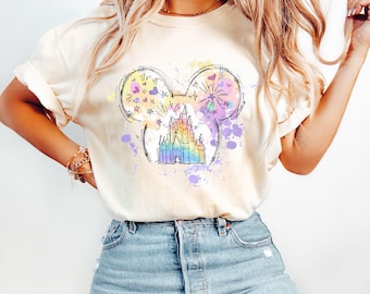 Disney Rainbow color Castle shirt,Mickey shirt,Disneyland Shirt,Disney Family Trip Shirt,Minnie Shirt,Disneyworld shirt,Disney Family shirt