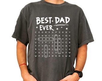 Personalized Best Dad Ever Word Puzzle Shirt, Father shirt,Dad shirt,Custom Grandpa Daddy With Kids Names Shirt, Father's Day Gift For Papa