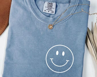 Smiley Face Shirt,Happy Face Shirt,Smiley Face Checkered Shirt,Retro Shirt Women,Boho Shirt Girls,Trendy Vintage Shirt, Gift for her