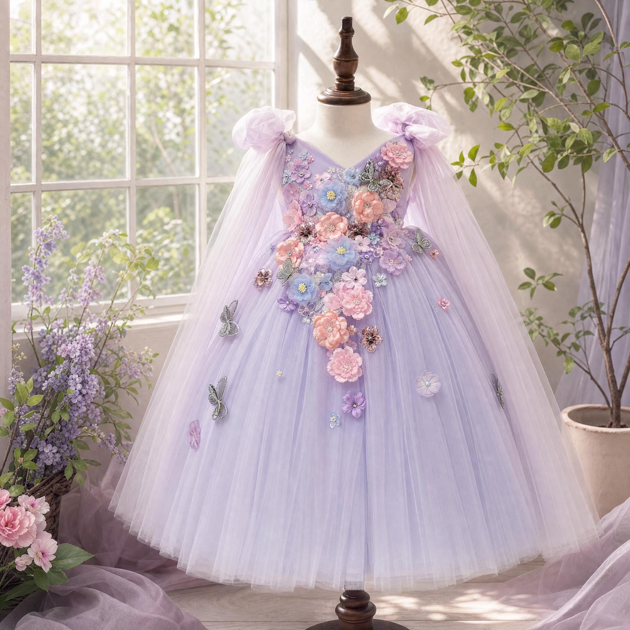 light purple fairy dress Lavender Tulle Fairy Dress with Wings