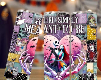 Halloween Cartoon Nightmare Tumbler Png, Nightmare Movie 20oz Skinny Tumbler, Halloween Couple 20oz Tumbler Wrap Design, Halloween Tumbler