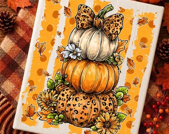 Preppy Fall Pumpkin Stack PNG, Coquette Floral Autumn PNG, Striped Pumpkin Png, Gingham Png, Thanksgiving png, Leopard Pumpkin Spice Png