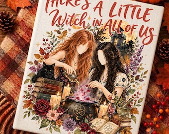 Witchy Sisters Watercolor Design, Cottagecore Witch Aesthetic Png, Boho Herbs Spells Book Tee Design, Halloween Witch Sublimition