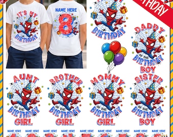 Custom Family Superhero Birthday Boy PNG, Superhero Birthday Png, Birthday Boy Png, Family Matching Shirt Png, Spider Hero Png