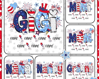 Abuela personalizada 4 de julio PNG, Nombre patriótico personalizado Png, Abuela Gigi Nana Mimi Png, Mamá americana, Día de la Independencia Png
