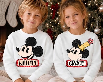 Custom Retro Mouse Family PNG, Personalized Cartoon Couple Shirt Design, Vintage Matching Family PNG, Family Holiday Digital File