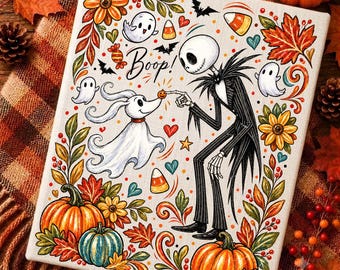 Halloween Skeleton PNG, Pumpkin Boop Sublimation Design, Spooky Ghost Dog PNG, Retro Halloween Shirt Graphic