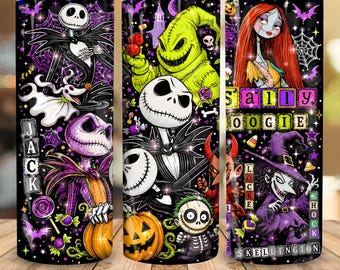 Neon Halloween Friend Killer 20oz Tumbler Png, Halloween Cartoon Nightmare Tumbler Wrap Png, Neon Nightmare 20oz Skinny Tumbler, Sublimation