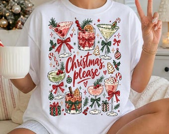 Christmas Please PNG, Retro Festive Cocktail Png, Holiday Drink Png, Merry Christmas Png, Vintage Christmas Please Png, Xmas Png