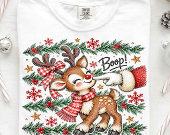 Trendy Christmas Boop PNG: Reindeer Santa Boop Png, Retro Christmas Png, Trendy Xmas (Digital Download)