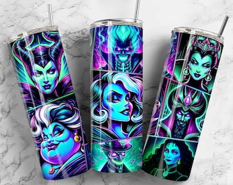 Halloween Cartoon 20 oz Tumbler Wrap, Halloween Movie Png Tumbler, Halloween Villains Skinny Tumbler Png, Villain Friends Wrap Png