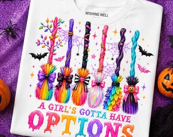 Neon Leopard A Girl’s Gotta Have Options png, Retro Halloween-häxor png, Spooky Season png, Feeling Witchy png, Colorful Girly Halloween png