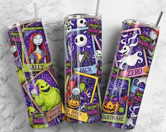 Neon Halloween Friend Killer 20oz Tumbler Png, Halloween Cartoon Nightmare Tumbler Wrap Png, Neon Nightmare 20oz Sublimation File