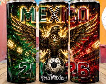 Wereldbeker Mexico 20oz magere beker wrap png, sublimatieontwerp Viva Mexico Cabrones, beker wrap voetbalfan, Mexican Pride digitaal