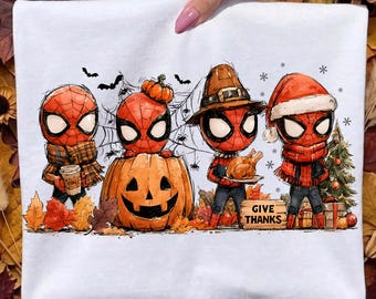 The Ber Months Are Here PNG, Spider Boy Fall Halloween Thanksgiving Christmas Png, Cartoon Superhero Png, Boys Spooky Png