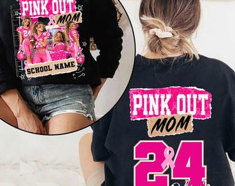 Custom Canva Template Pink Out Football PNG, Personalized Pink Out Mascot PNG, Pink Out Football Breast Cancer PNG Sublimation