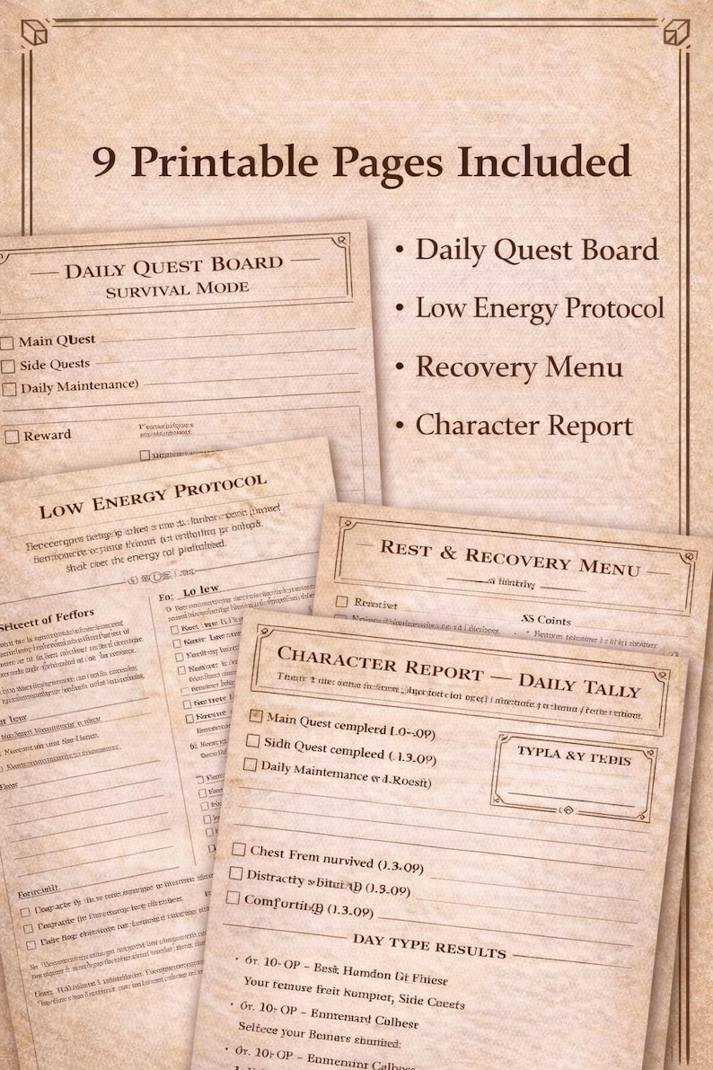 Quest Printable Test Menu.pdf Real Life Quest Board Printable | Survival Mode Planner (digital ...
