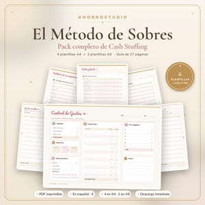 Cash Stuffing en Español | 6 Plantillas Imprimibles + Guía 27 Páginas | Método de Sobres, Sinking Funds, Presupuesto PDF A4 y A6
