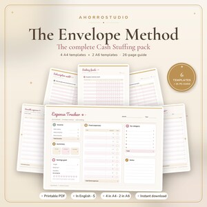 Cash Stuffing Printable Bundle | 6 Budget Templates + 26-Page Guide | Sinking Funds, Expense Tracker, A6 + A4 Budget Binder PDF
