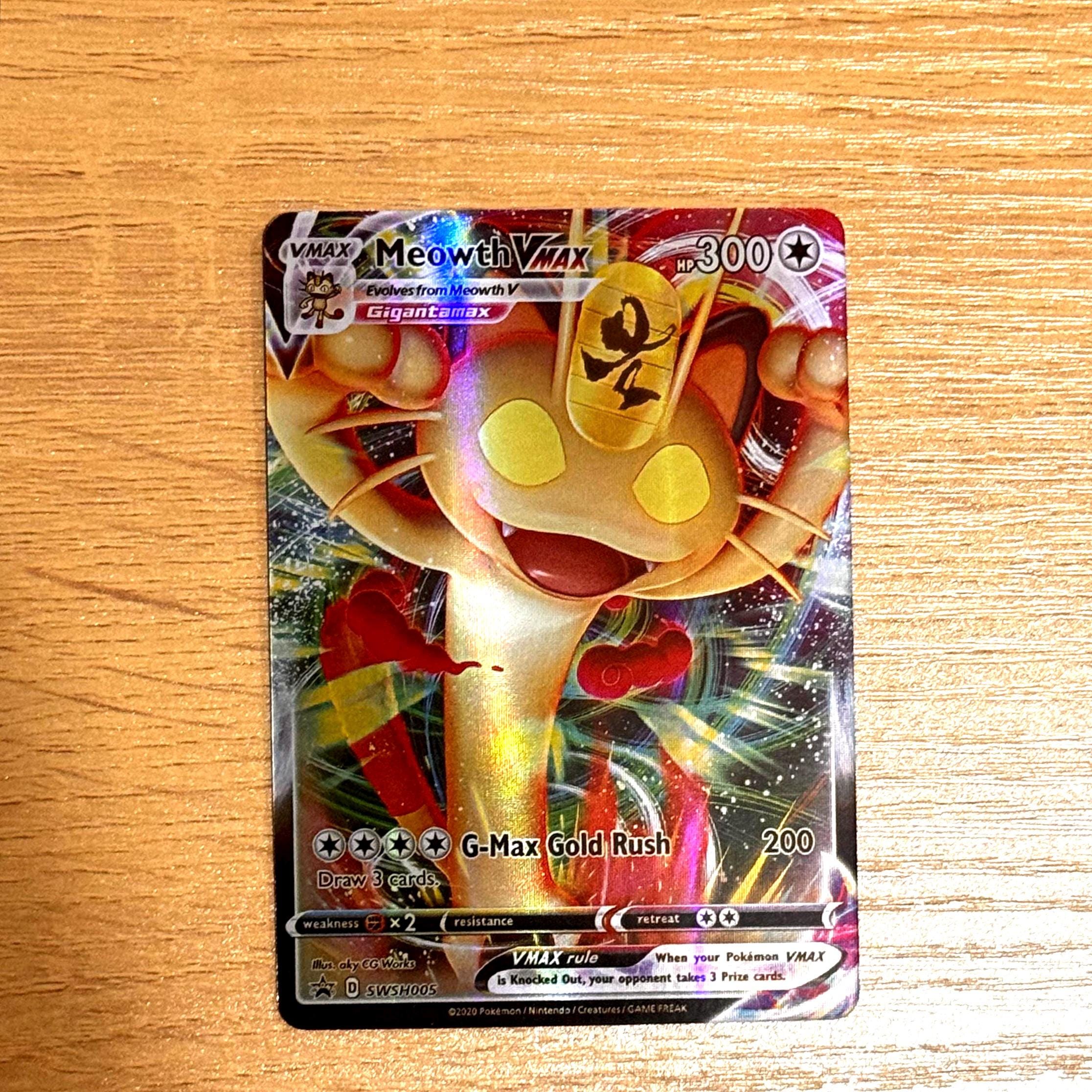 gold meowth pokemon card meowth vmax pokemon card value Meowth Vmax Rare Gold Fan Art Mint Pokemon Card