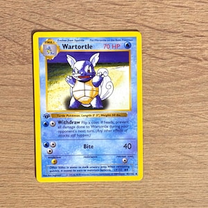 1999 wartortle pokemon card Base Set First Edition #42(Shadowless) Evolves from Squirtle Type 1999 Pokemon Topps #08 Stage