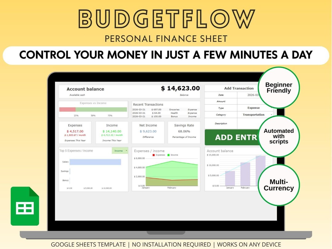 Google Sheets Budget Planner | Personal Finance Tracker | Expense ...