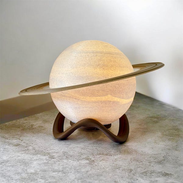 Saturn Lamp, Space Decor, USB Night Light, 3 White Tones, 3D Printed