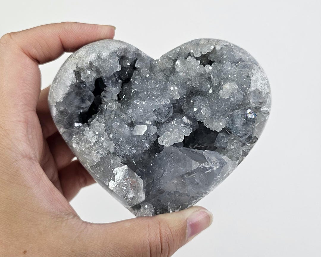 Geode Heart XL Celestite Geode Heart Carving - 1.8lb - Etsy