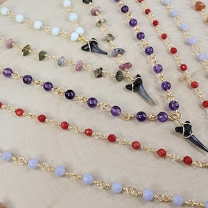 Handmade Gemstone Shark Tooth Necklace