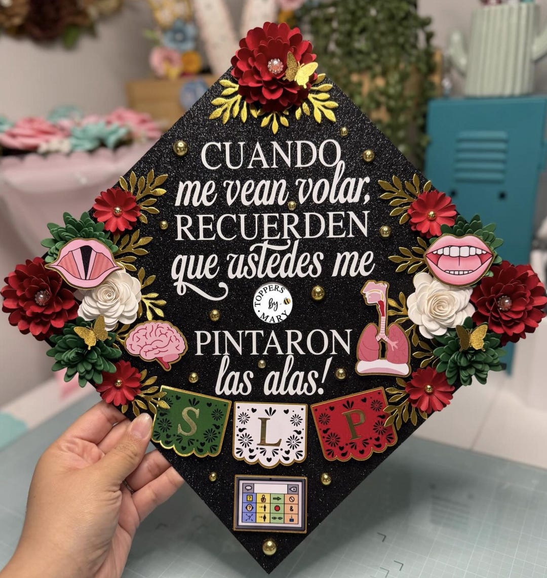 Slp Grad Cap Custom SLP Black Glitter Grad Cap Topper, Mexican Inspired Papel Picado ...