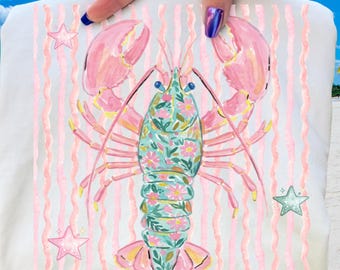 Gestreifter Hummer PNG, Striped Ocean Sommer Shirt Sublimation - Digitaler Download
