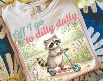Guaxinim Dilly Dally Summer PNG, Sublimação de Animal com Moldura Retrô, Download Digital de Citação Engraçada