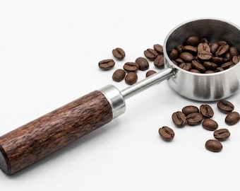Cucchiaio dosatore per caffè con manico in legno | Cucchiaio da caffè in acciaio inox da 15 ml | Decorazione rustica per la cucina | Accessorio da barista | Regalo per la festa del papà