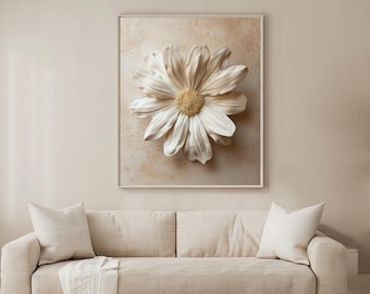 Regalo de cumpleaños de abril para ella, estampado de margarita (flor de nacimiento), arte floral significativo para la pared, decoración botánica neutra.