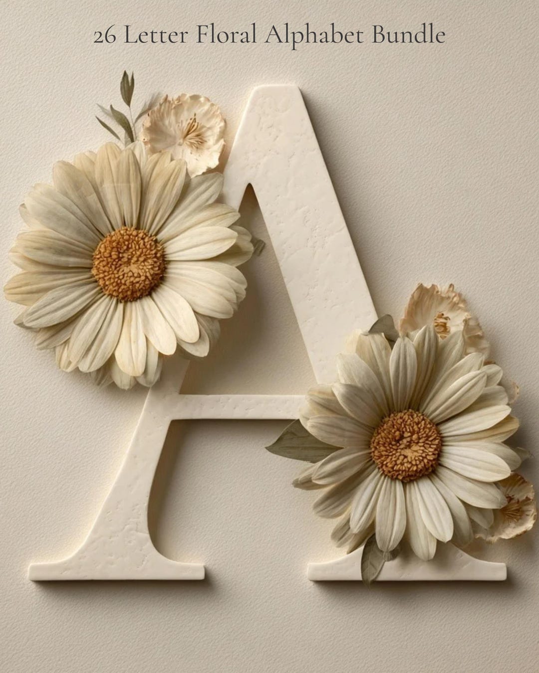 April Birth Flower Alphabet A-Z, Daisy Floral Letters Bundle, Monogram ...