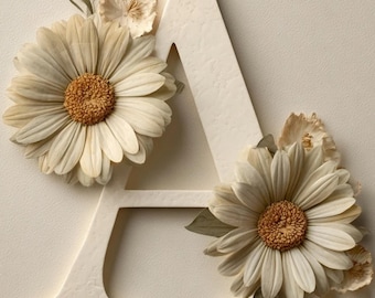 Alfabeto de flores de nacimiento de abril de la A a la Z, paquete de letras florales de margaritas, lámina decorativa de pared con monograma, conjunto de iniciales botánicas